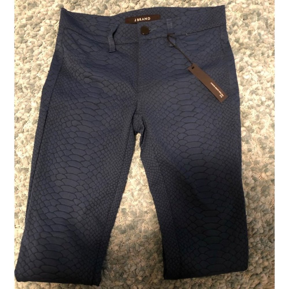 J Brand 815 Mid Rise Super Skinny Jeans Coated Green Python Size 25